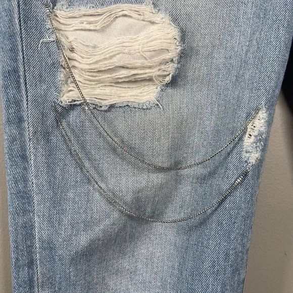 IRO Genn Blue Distressed Silver Detailing Chain Jeans Womens Size 27 ($325) - Picture 4 of 16